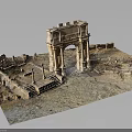 Ancient Architectural Model Featuring Arch Structure Stone Steps Ruins And Pavement 3d model
