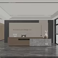 Modern Light Luxury Office Reception Desk With Elegant Marble And Wood Interior Decoration