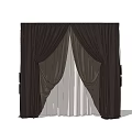 Dark Colored Curtains With Heavy Outer Layer And Sheer Inner Tiebacks Design 3d model