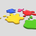 Art Supplies Collection Featuring Colorful Paint Splatters In Vibrant Red Yellow Blue Green Pink Hues