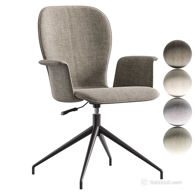 Modern Comfortable Gray Fabric Armchair With Armrests Swivel Base And Color Options 3d model 