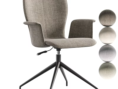 Modern Comfortable Gray Fabric Armchair With Armrests Swivel Base And Color Options 3d model