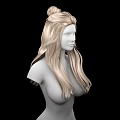 Game and Film Character 3D Model with Blonde Long Hair Hairstyle Design