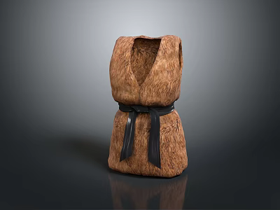 Stylish Brown Woven Texture Vest With Black Belt Fashion Design 3d model