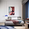 Modern Kids Room Interior With Blue Walls White Blinds Desk Bookshelves Bed And Rug Table Lamp