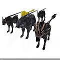 Mythical Fantasy Animals With Horns Spiked Tails And Unique Fur Patterns