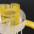 Yellow and White Playground Equipment With Cylindrical Structure Mesh Parts and Curved Tube Design