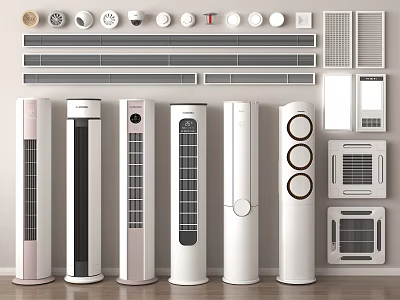 Stylish Standing and Wall Mounted Air Conditioners Fans with Modern Designs 3d model