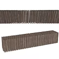Modern Long Wooden Public Bench With Slatted Design For Public Spaces