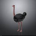 Stylized Low Poly Ostrich 3D Character Model With Black Body Pink Neck And Legs