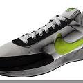 White Black And Neon Green Nike Swoosh Casual Sports Shoes With White Laces