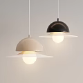 Modern Pendant Lights With Black Beige Dome Shades Transparent Saucers And Glowing Bulbs