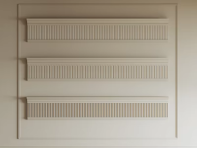 Various Crown Molding Styles with Linear Patterns on Beige Interior Wall 3d model