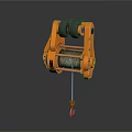Orange Heavy Duty Hoist Pulley With Rollers Steel Cable And Hook