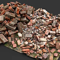 Large Pile of Natural Stone and Wood Materials Mixed for Construction