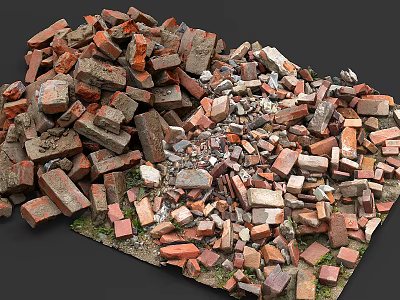 Large Pile of Natural Stone and Wood Materials Mixed for Construction 3d model