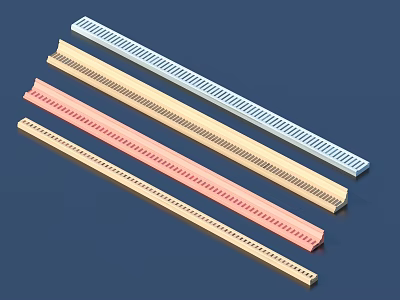 Colorful Abstract Sculpture Carving Art With Arranged Multicolored Long Strips On Blue Background 3d model