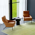 Modern Sofa Chair Recliner Single Person Sofa Casual Chair Round Side Tables 3d model