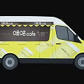 Choco Cake Food Truck with Yellow White Body Open Awning Serving Window and Menu Board