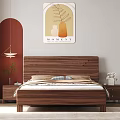 Modern Bedroom Interior Design With Wooden Bed Frame Wall Art And Nightstands