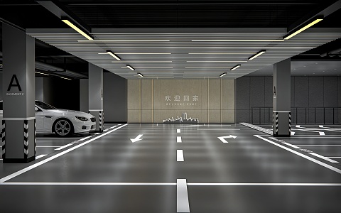 Modern Parking Underground Garage Underground Parking 3d model