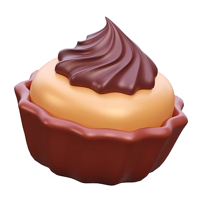 Delicious Cream Filled Tart With Brown Shell And Chocolate Swirl Topping 3d model