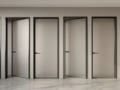 Modern Interior Doors with Different Designs Glass Panels and Black Frames for Contemporary Home Spaces 3d model
