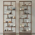 Chinese Curio Shelves Multi Tiered Wooden Design Displaying Ceramic Vases Tea Sets And Decorative Items