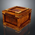 Vintage Wooden Chest With Square Shape And Metal Corners Hinges Natural Grain