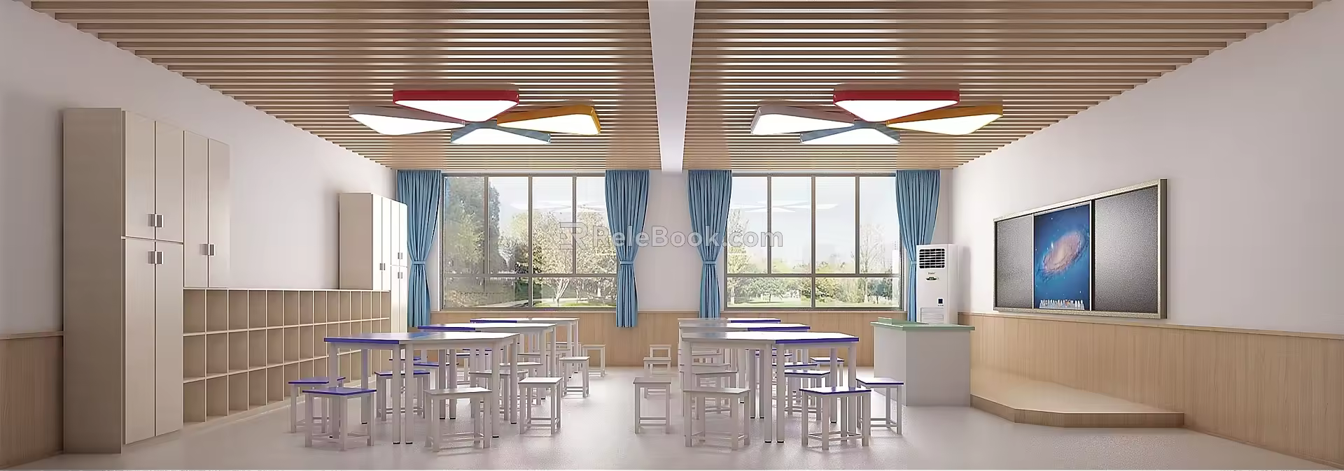 modern classroom reading aloud classroom 3d model