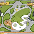 Modern Residential Landscape Design With Green Lawn Trees Curved Pathways And Buildings
