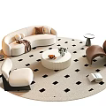 Curved White Sofa And Coffee Table Set With Brown Accent Chair Black White Diamond Rug