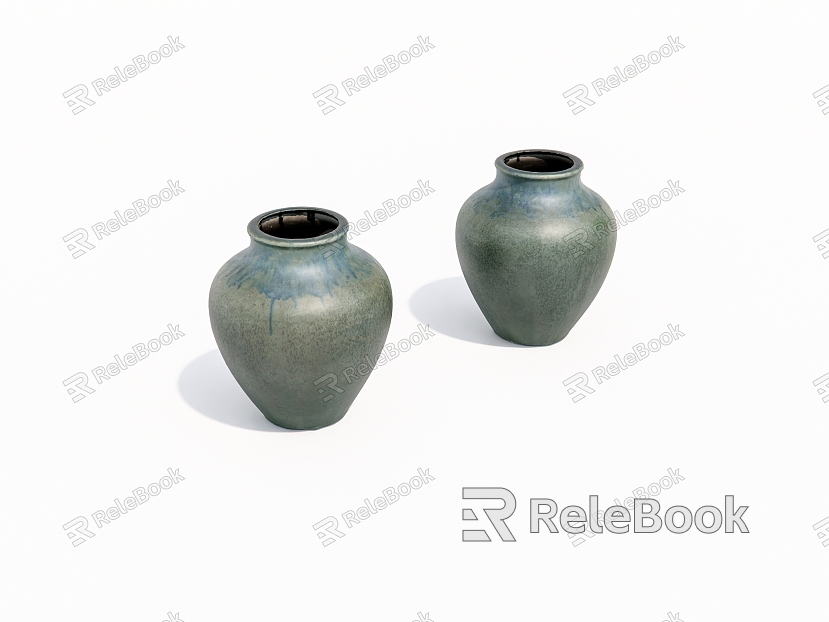 Old pottery jars, jars, old objects model