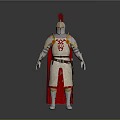 Ancient Warrior Weapon With Gold Red Armour And Red Plumed Helmet
