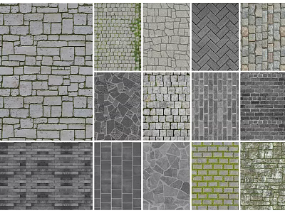 Decorative Gray Garden Stone Pavement With Various Textures And Different Patterns 3d model