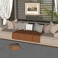Modern Three-Seat Sofa Color-block Multiplayer Sofa 3d model
