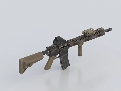 Modern Tactical Assault Rifle With Scope Magazine Grip And Rail System 3d model