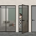 Modern Hinged Doors with Various Designs and Materials for Home Interior 3d model