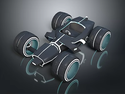 3D Rendered Futuristic Black Car With Streamlined Body And Large Glowing Wheels 3d model