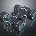 3D Rendered Futuristic Black Car With Streamlined Body And Large Glowing Wheels