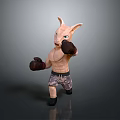 Fantasy Creature 3D Character Design In Boxing Pose With Camouflage Shorts And Gloves