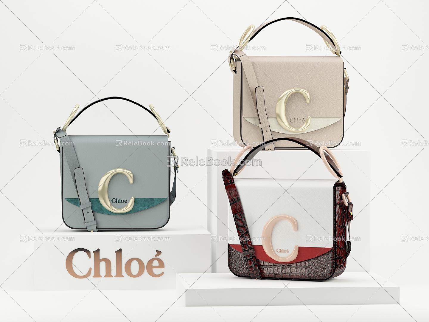 Handbag Women's Bag Women's Clothing Store Window Display Bag Leather Crocodile Chloe Chloe Small Bag Women's Bag 3d model