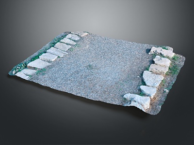 Modern Pavement Pebble Road River Beach Pebble Road 3d model