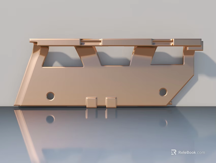 Swing Door Copper Metal Hardware Component With Mounting Holes And Structural Design 3d model