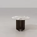 Elegant Round Table With White Marble Top And Dark Geometric Legs 3d model