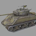 Vintage Military Tank With Long Cannon Turret Tracks Machine Gun And Rustic Olive Finish