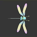 Colorful Dragonfly Toy Design With Turquoise Green Body And Pink Transparent Wings