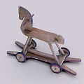 Building Blocks Rocking Horse Toy With Wooden Structure Colorful Wheels And Rocking Base