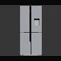 Modern Silver Double Door Refrigerator With Water Dispenser Stainless Steel Finish