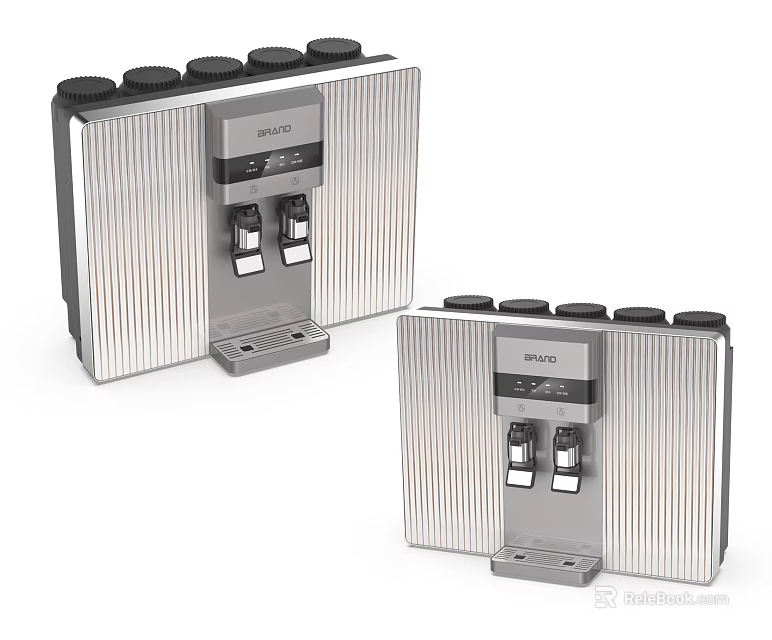Two ANKO Silver Water Dispensers with Modern Design and Functional Control Buttons 3d model 